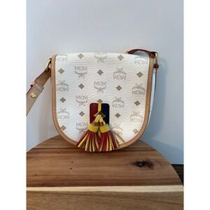 MCM Patricia Visetos Limited Edition Multi Colored Tassel Saddle Crossbody Bag